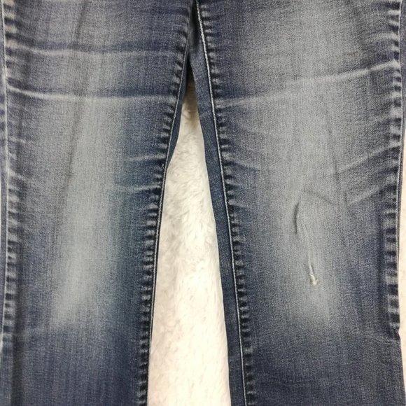 Lee Womens Jeans Boot Cut Curvy Blue Denim Stone Wash Mid Rise Whiskering 8 - Picture 5 of 16